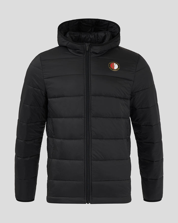 Black Feyenoord core puffer jacket for men with crest on the chest