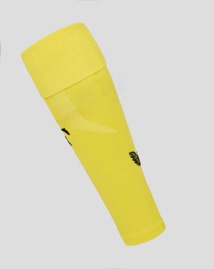 Bright yellow Feyenoord home goalkeeper sock cuff with textured knit fabric