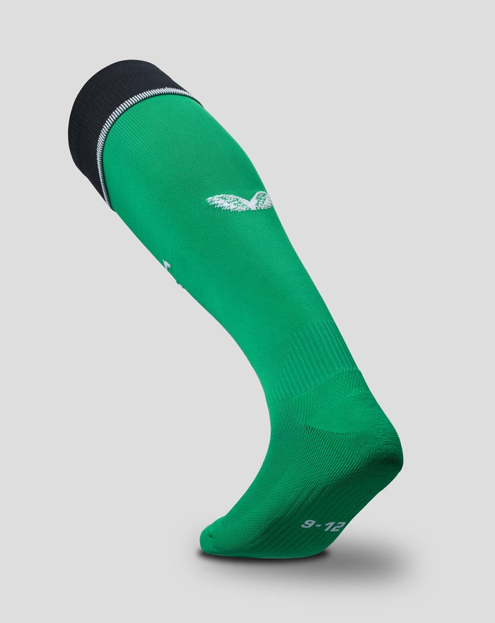 Green Feyenoord Derde Kousen adult sock with black cuff and Castore logo on the calf.