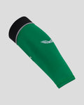 Close up of green adult Feyenoord third sock with black cuff and white stitched edge