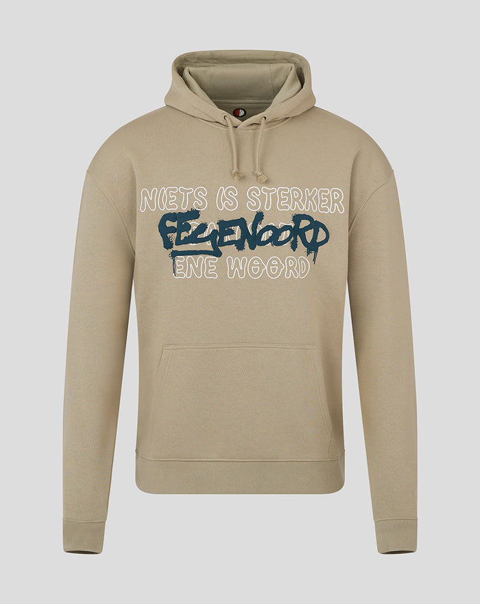 Adult Feyenoord contemporary hoodie in taupe gray with white and navy graphic on chest