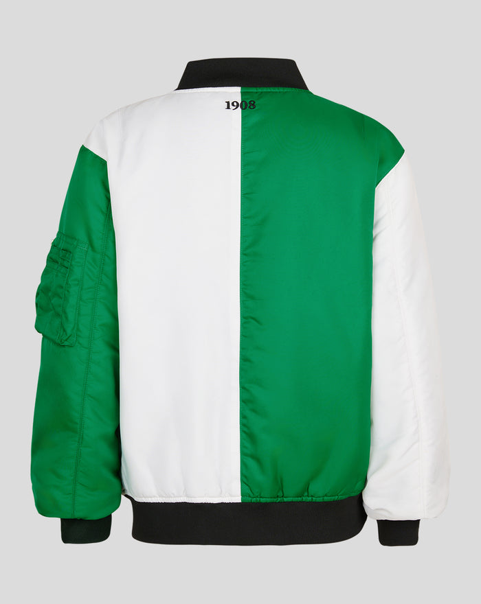 Back view of Feyenoord Stadium Jacket Junior in green and white with 1908 at the neck.